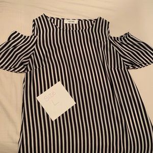 Vertical Black and White Striped Dress Top